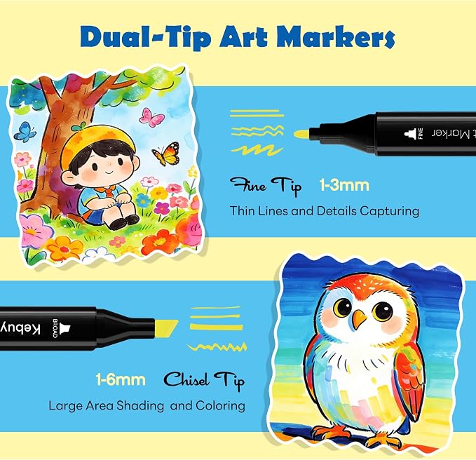 120 Colors Alcohol Markers Set - Dual Tips Blender Art Markers for Drawing | Color Markers for Sketching Coloring Artist Pens and Underlining - Professional Permanent Sketch Markers for Kids Adult