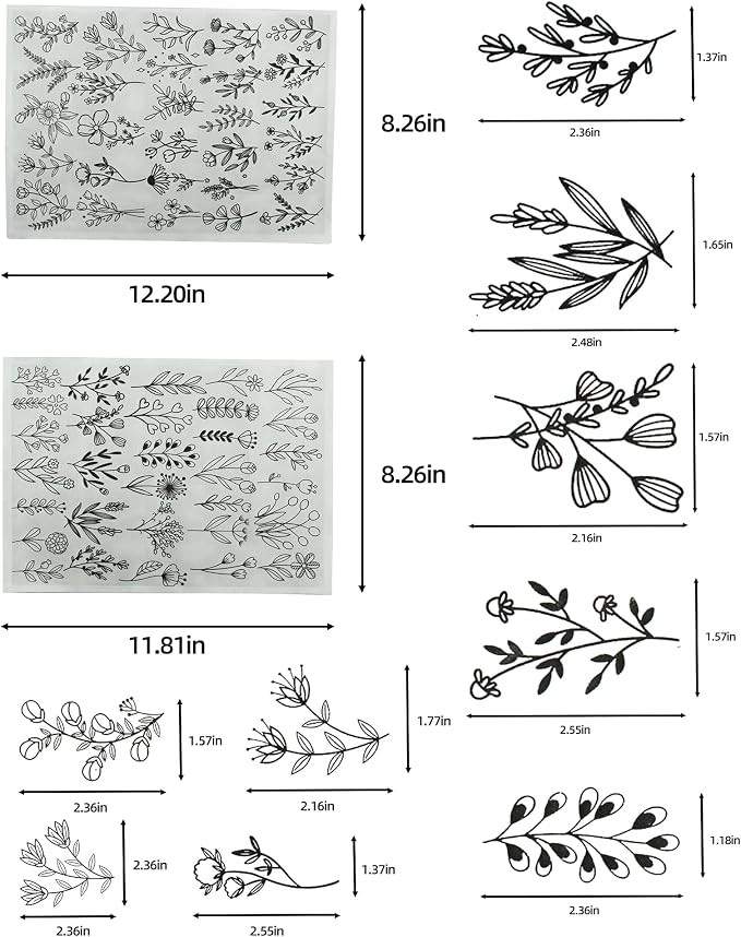 YUYUZSEN 59 Pcs Water Soluble Hand Sewing Stabilizers, Embroidery Stick and Stitch Embroidery Paper Wash Away, Floral Patterns for Hand Sewing Lovers, Adults (Plants Flowers)