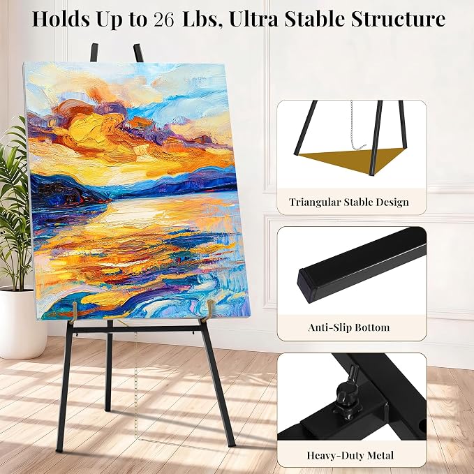 Ndsox Black Easel Stand for Sign, 4-Tier Adjustable Easel Display Stand