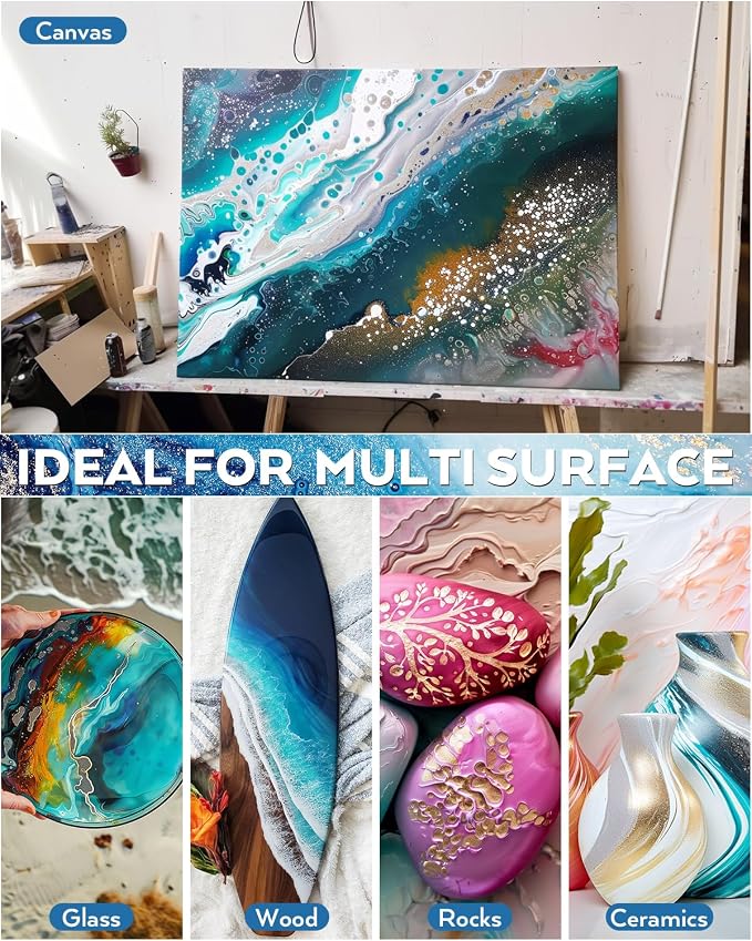 Nicpro 8 Colors 8.45oz Large Volume Metallic Acrylic Pour Paint Kit