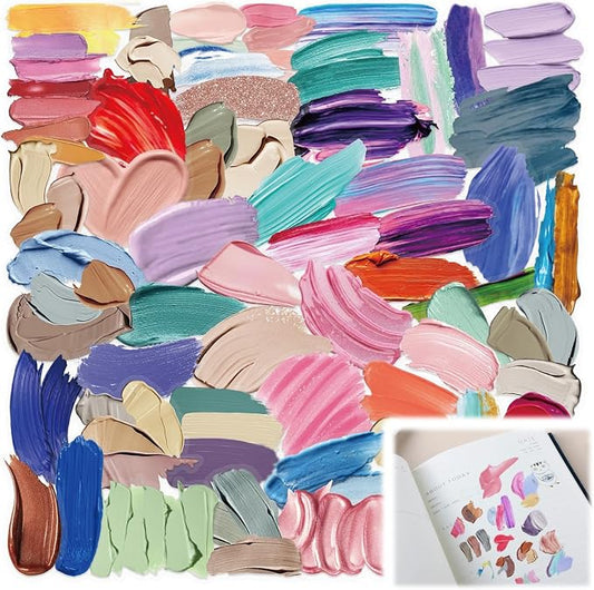 100 Pcs Junk Journal Supplies Stickers, Artistic Colorful Watercolor Palette & Paint Brush Stroke Stickers for Scrapbook, Planner, DIY Crafts, Art Journaling, Ephemera & Creative Decorative Decals