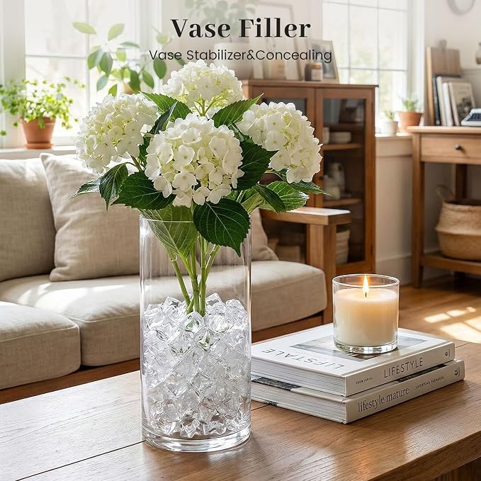 DOMESTAR Clear Fake Ice Rocks, 150 PCS Acrylic Crystal for Vase Fillers