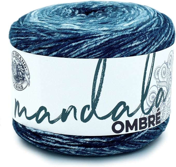 Lion Brand Yarn, Mandala Ombré Yarn, Harmony, Blue Multicolor, 1 Pack | Variegated Yarn for Crochet, Knit, Crafts, Soft, Acrylic Fiber for Blankets, Worsted Weight Sweaters, Colorful Shawls