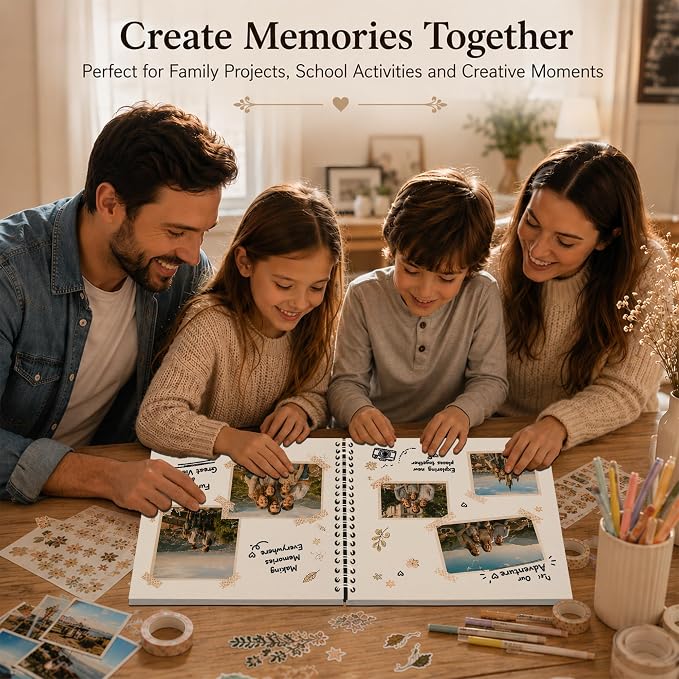 10x10 Inch DIY Scrapbook Album 40 Pages (20 Sheets), Hardcover Kraft Paper