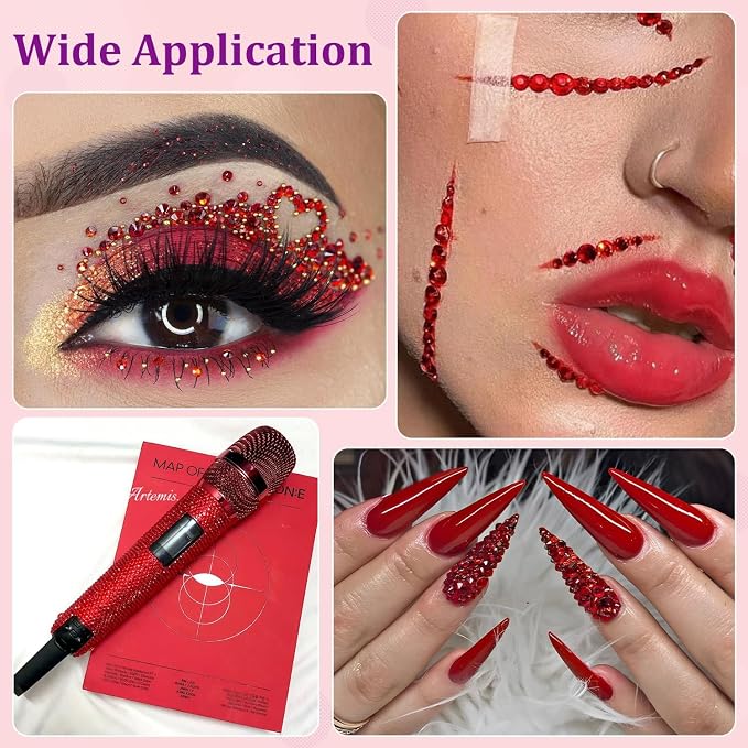 30000Pcs Resin Rhinestones for Bedazzling with Tweezers, Red Rhinestones for Crafting with 3Pcs 10ml B7000 Jewelry Glue for DIY Crafts Clothing Tumblers Shoes Fabric Nail Art