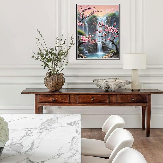 Ausanrl Plum Blossom Diamond Art Painting-Diamond Painting for Adults,5D Diamond Painting Flowers,DIY Full Drill Diamond Painting Flower Gem Painting and Crafts 12x16inch