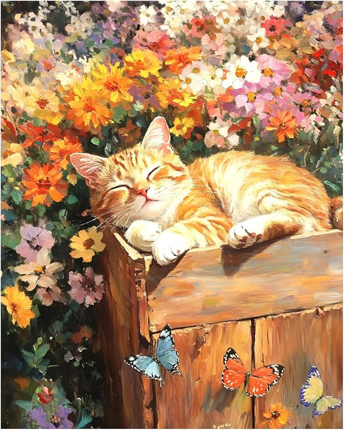 AUKELHJ Paint by Numbers Kit for Adults Beginner, Cat, 16X20 Inch | Paint by Number for Adults, Beginner Friendly, High-Definition Color Canvas, Stress Relief, Home Decor, Gifts, Unframed