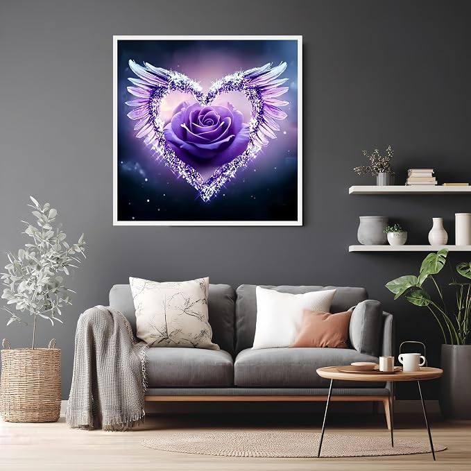 Diamond Art Kits for Adults,Heart FlowerDiamond Painting Kit 13.8X13.8inch | 5D DIY Full Round Drill Paint by Diamonds,Relaxing Diamond Dot Gem Art Painting Crafts,for Home Wall Beginners