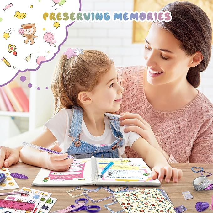 PERRYHOME 2-Pack DIY Journal Kit for Girls - 200+Pcs Journal Set for Tween & Teen Girls, Journaling Art & Crafts Kits, Birthday Gifts for 8 9 10 11 12 13 14 Year Old Girl