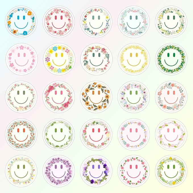 50PCS Smile Flower Stickers