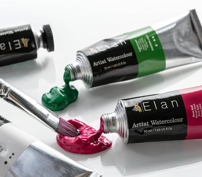 Elan Professional Watercolor Paint Set, 24 Liquid Watercolor Paint Tubes 1.7fl oz, Paints for Canvas & Crafts, Art Paints for Adults
