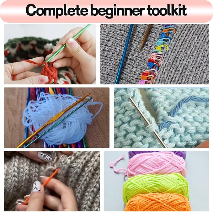 Crochet Kit for Beginners, 336Pcs Crochet Kits with 30 Colors Yarn Set