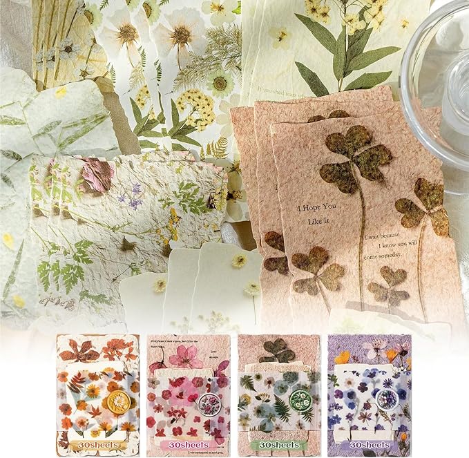 120 Pcs Floral Textured Scrapbook Paper Junk Journal Supplies Stationery
