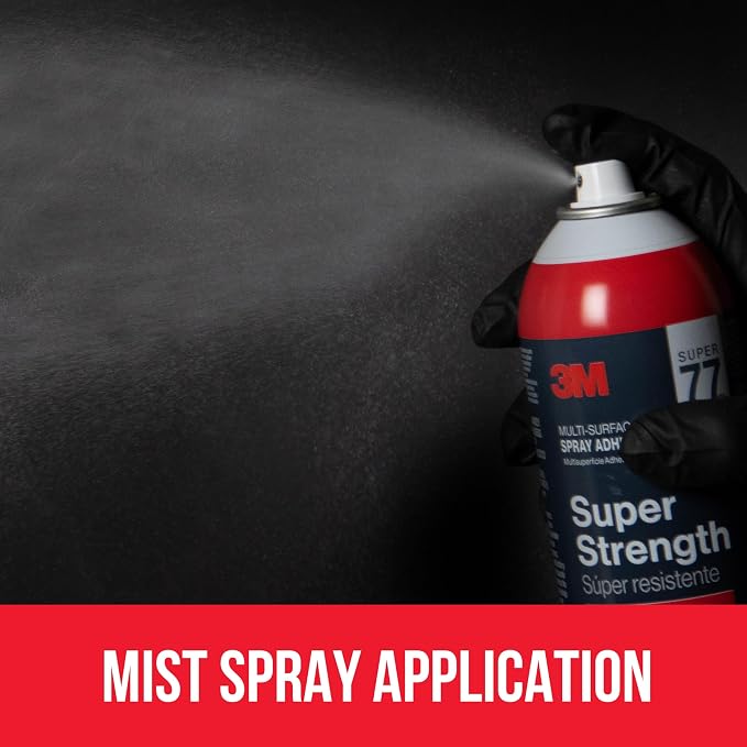 3M Super 77 Multi-Surface Spray Adhesive, 7.35 oz., Low VOC, Quick Bond, Fast Drying, Clear Finish for Foil, Foam, Paper, Metal, Plastic, Fabric, and Cardboard (77-10-NAT), 3-Pack
