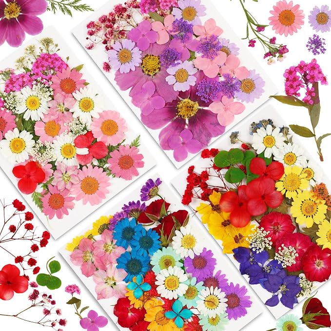 Augshy 141Pcs Dried Pressed Flowers for Resin, Natural Dried Flowers Real Pressed Flower for Crafts, Resin Mold Scrapbooking, Candle, Soap Making DIY, Epoxy Resin Supplie