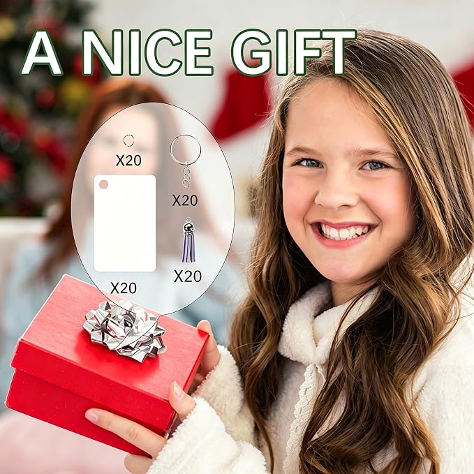 GEKIXUTP 80 Pcs metal Sublimation Keychain Blanks Bulk,Double Sided Sublimation Blanks Keychain Heat Transfer Keychain Blanks with Tassels,Sublimation Ornament Blanks key chain