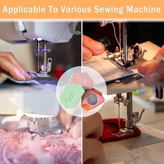 3 Pack Magnetic Seam Guide for Sewing Machine, Upgraded Multifunctional Polygonal Hemmer Guide with Scale, Universal Sewing Accessories Supplies for Magnet Making Machines (3color)