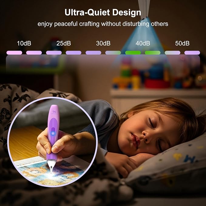 Electric Diamond Art Pen with Light, Diamond Art Tools for Adults, Violet
