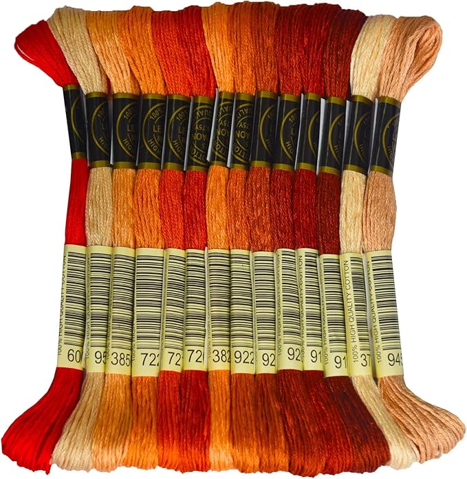 Orange-red Gradient Color Embroidery Floss - Cross Stitch Threads - Friendship Bracelets Floss - Crafts Floss - 14 Skeins Per Pack Embroidery Floss