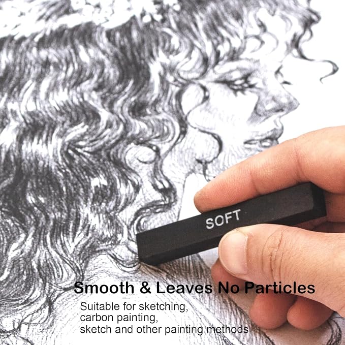 46 PCS Blending Stumps and Tortillions with Charcoal Stick | Sandpaper Pencil Sharpener Pointer, Compressed Charcoal Sticks, For Student Artist Sketch Drawing Shading