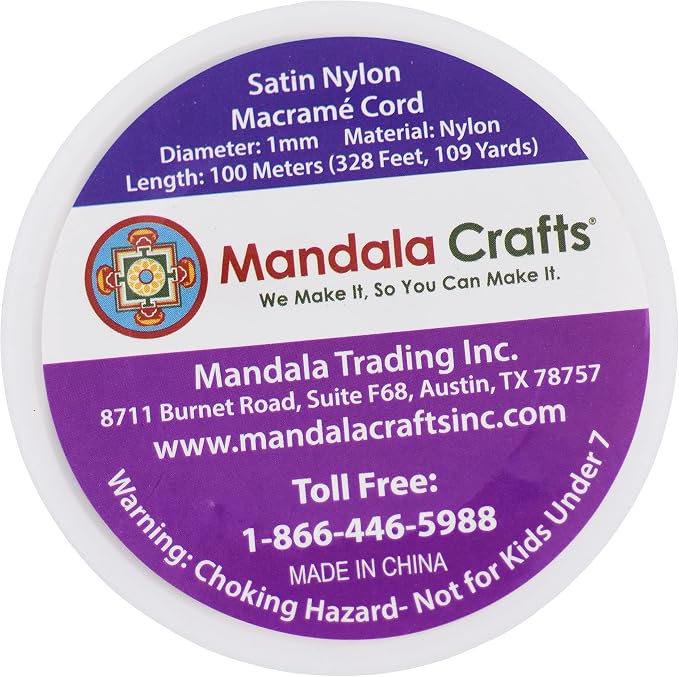 Mandala Crafts 1mm Champagne Rattail Nylon Satin Cord for Jewelry Making