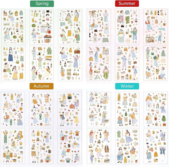 560 Pcs Planner Stickers for Scrapbooking Bullet Journal Diary Notebook Collage Card Making, 24 Sheets Transparent PET Stickers