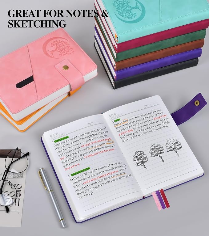 PAIBAS Lined Journal Notebook for Men, A5 Leather Journals for Writing Women, Hardcover Notebooks for Work,School,Note Taking,Travel,Business,Personal daily Diary,200 Page College Ruled (5.9" x 8.4")