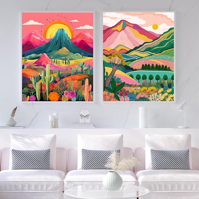 2 Pack Adult Paint by Number Kits on Canvas-Landscapes Paint by Number Adult,Paint by Numbers Kits for Adults With Gifts Box,DIY Landscapes Painting Kits for Gifts Home Wall Decor(16x20inch)