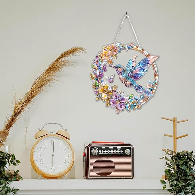 SKRYUIE Bird Hanging Diamond Art Kits for Adults Pendant Suncatcher, Special Shaped Crystal DIY Pearl Diamond Painting Kit, Gift for Mother Spring Summer Window Wreath Decor 7.87 x 7.87 Inch