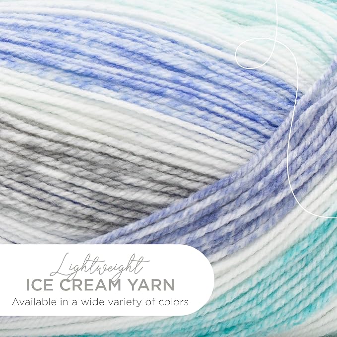 Lion Brand Yarn, Ice Cream Crochet Yarn, Smurf, Blue, 3 Pack