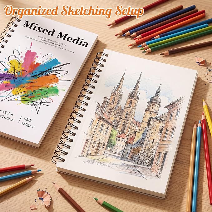 5.5 × 8.5 Inch Sketch Book, Blank Drawing Pad, Abstract Cover | Portable Size, Smooth Blank Paper for Pencils, Colored Pencils, Charcoal & Pastels, Ideal for Kids, Teens, Adults