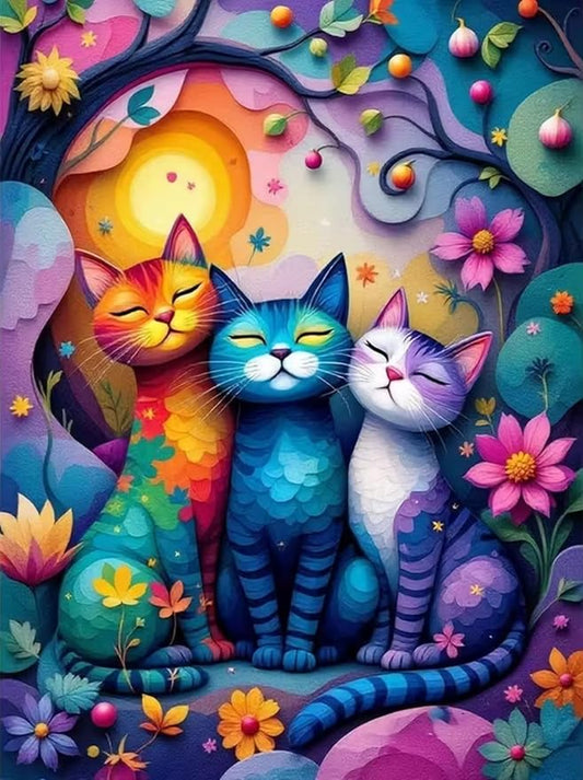 Diamond Art Kits for Adults,Colorful Cat and Flower Diamond Painting | 5D DIY Paint By Diamonds,Full Round Drill Diamond Dot Gem Art Painting Kits,for Home Wall Decor 11.8X15.8 Inch