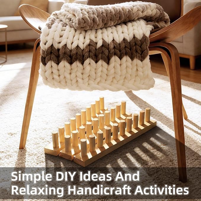 ARTACE 31" Chunky Blanket Loom, Wooden Loom for Chunky Throw Blanket, Adjustable Size Hand Knitting Kit, Ideal and Friendly for DIY Beginners
