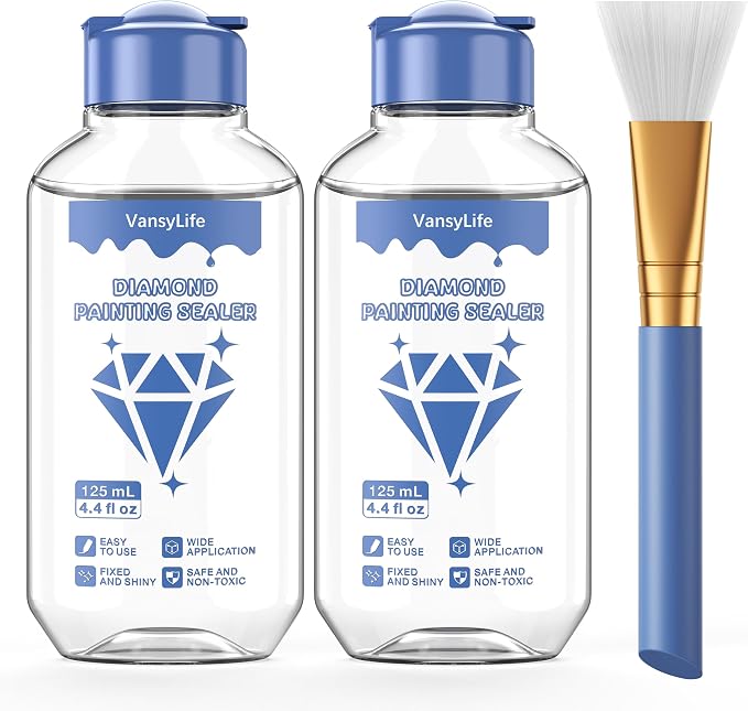 VansyLife Diamond Painting Sealer with Soft Bristle Brush (125mL*2)