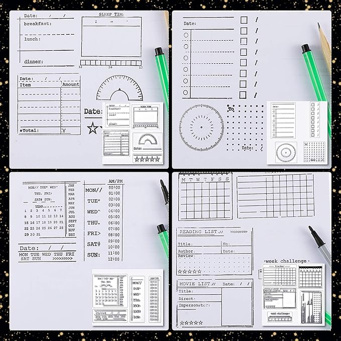 Zonon 18 Pieces Journal Stamps Clear Planner Stamps DIY Crafts