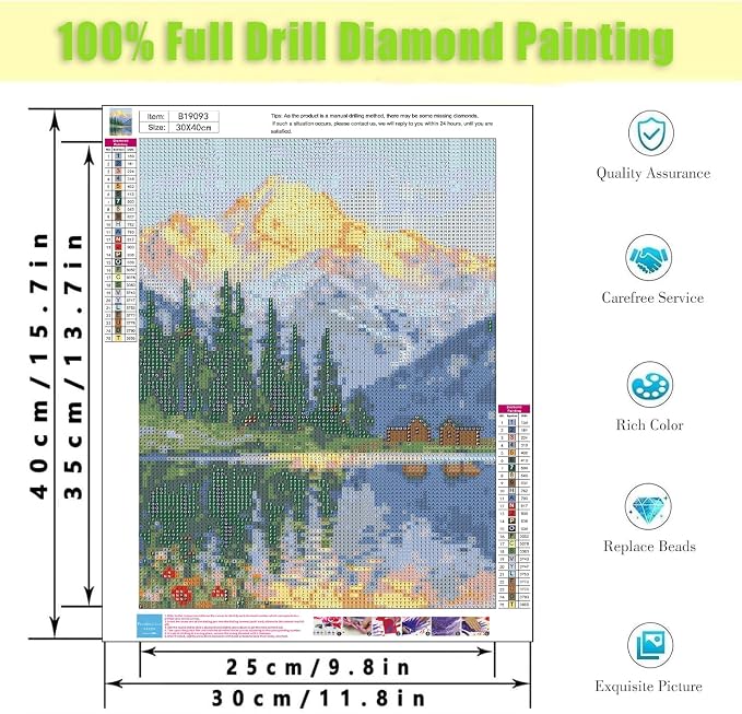 Diamond Art Kits for Adults,Mountain Cabin Diamond Painting Kits 12X16 Inch