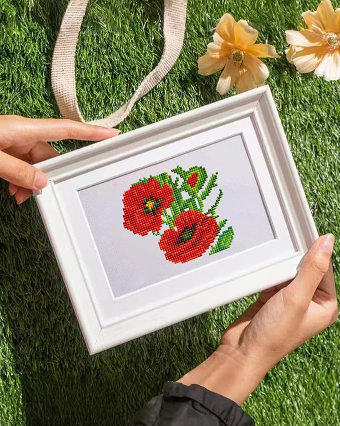 PeakLuv Small Diamond Art Kits Flowers Mini Diamond Painting Kit for Adults