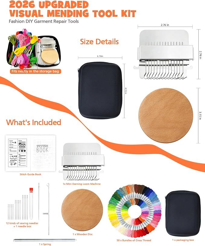 2026 Upgrad Visible Mending Kit, KnitPatch Darning Loom Kit for Beginners
