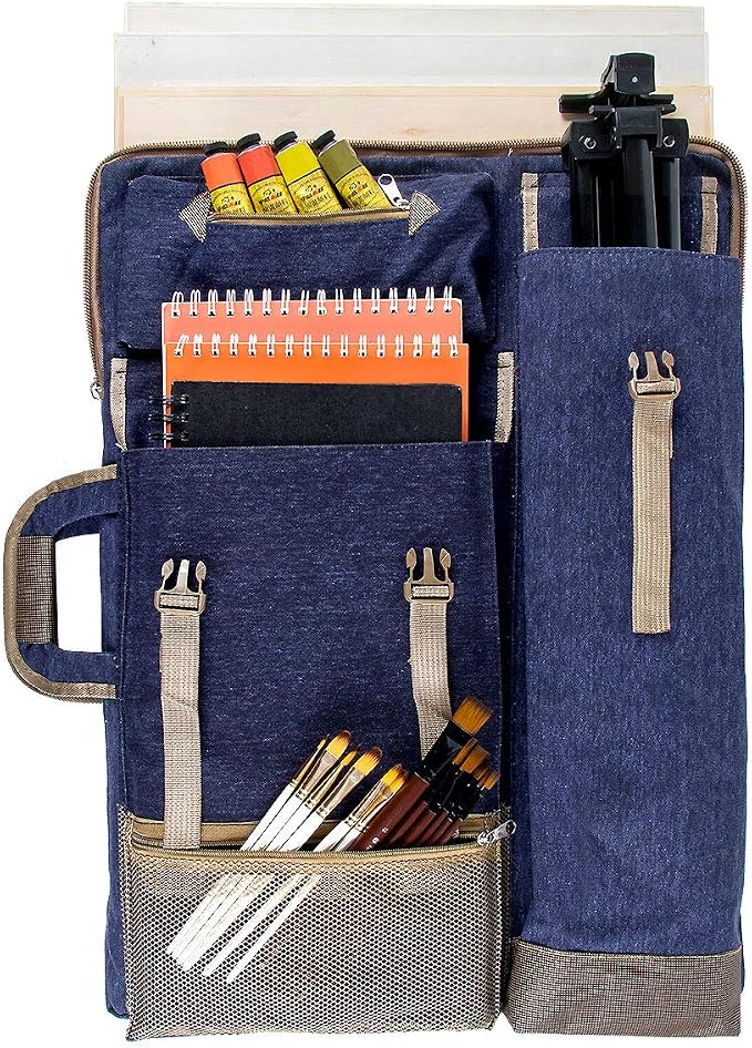 TRANSON Art Portfolio Case Artist Backpack Canvas Bag Large 26” x 19.5”
