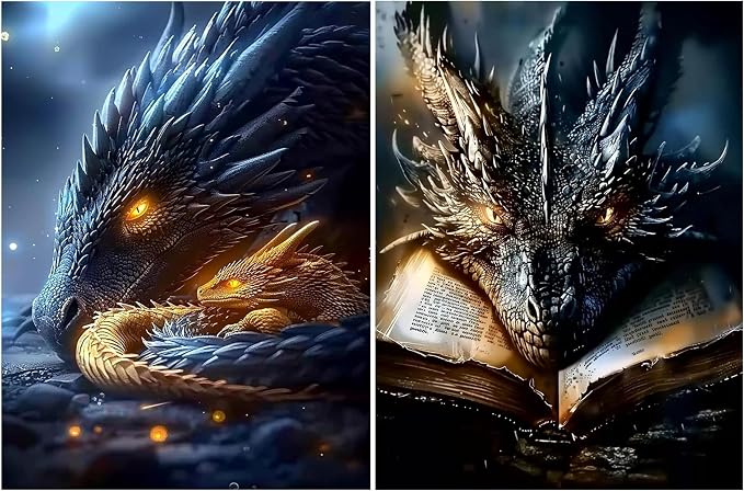 Amaieuin 2 Pack Dragon Diamond Art for Adults Beginners 12x16in