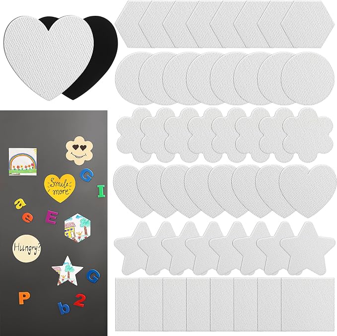 48 Pcs Magnetic Painting Canvas 3 Inch Mini Canvas Panels Magnetic Canvas Boards for Painting Blank Magnetics Locker Canvases for Fridge Magnetics Panel for Art Paints Crafts DIY Painting Decor