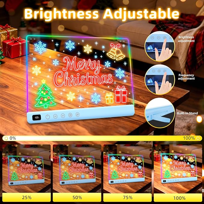 Led Drawing Board with 13 Light Effects, 16" Rechargeable Glow Doodle LED Note Board with Colors, Neon Light Up Drawing Tablet Gifts for Kids for Easter Birthday Christmas Gift Ideas