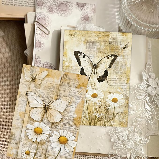 PRSTINCOL Scrapbook Paper,16 Sheets 4.1x5.8 Inch Yellow Butterfly Style Scrapbook Paper,Single-Sided Vibrant Origami Decoupage Papers for Diy Crafts, Card Making, Art Journaling