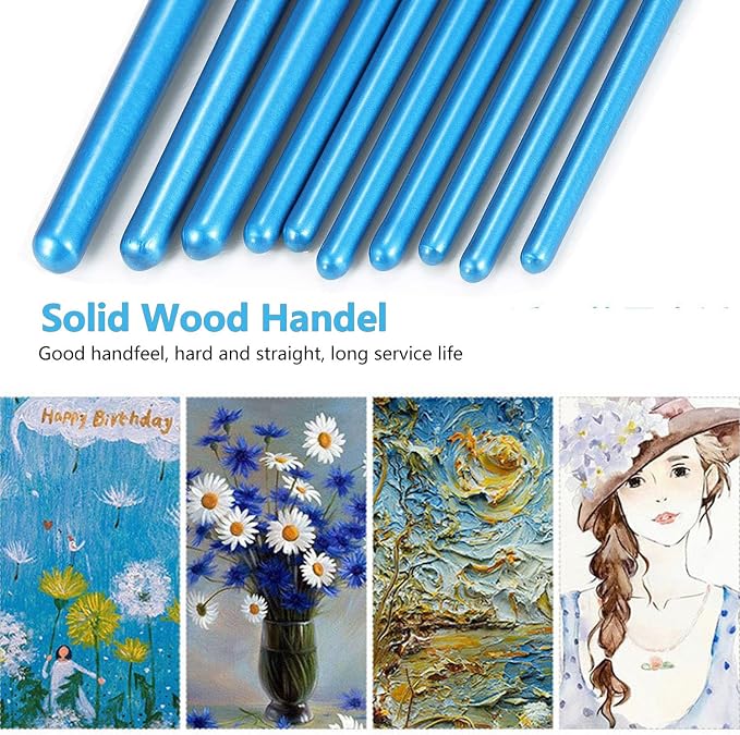 Paint Brushes, Paint Brush Set for Acrylic Painting, 20 Pcs Solid Wood Handel Oil Watercolor Paintbrushes with Nylon Hair Brushes for All Purpose Painting Artist Professional Kits, Blue