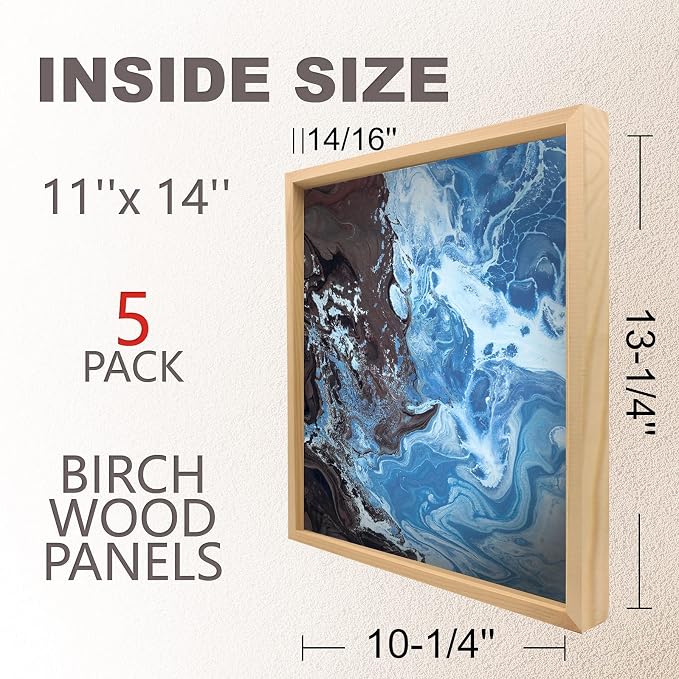 Cupohus 11'' x 14'' 5 Packs Unfinished Wood Canvas Panels for Painting