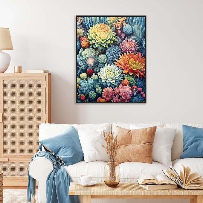 Paint by Numbers Kit for Adults, Succulent Number Painting Canvas Kit | DIY Acrylic Painting Set for Beginners, Stress Relief Relaxing Craft, Home Wall Decor, Holiday Gift for Adults, 16x20 Inch