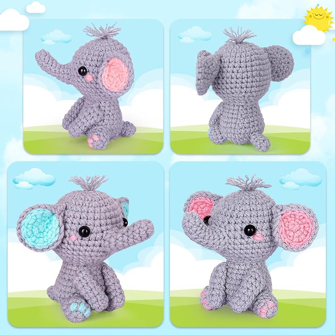 Crochet Kit for Beginner, Upgraded Easy Yarn Crochet Starter Kit w Step-by-Step Video Tutorials, Beginner Crochet Kit for Adults & Kids, Men & Women, Complete Kit Included, 3Pack Whale Family