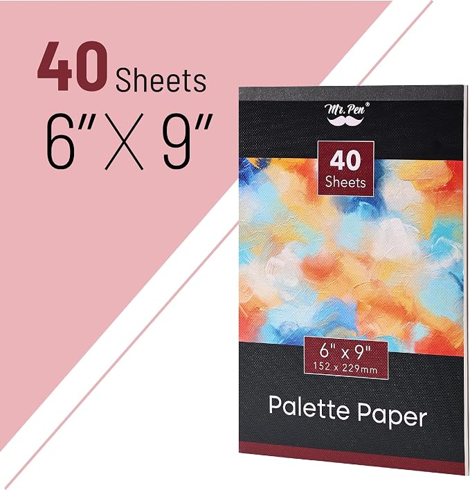 Mr. Pen- Disposable Paint Palette Paper Paint Pad, 6" x 9", 40 Sheets (Pack of 2)