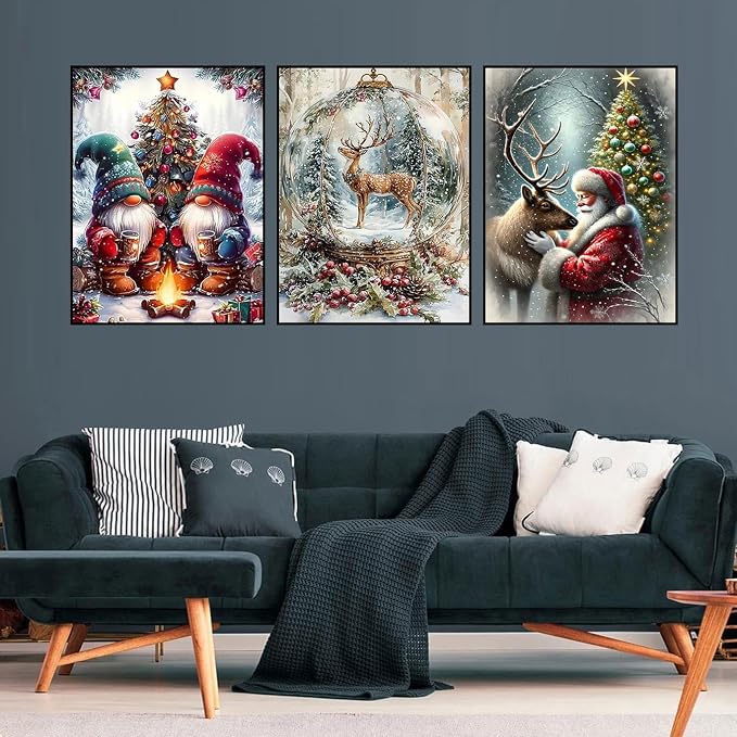 mrpwnle 3 Pack Diamond Art Kits for Adults Christmas Diamond Painting Kit