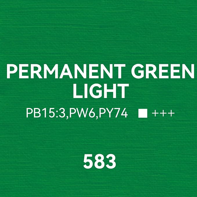 PHOENIX Permanent Green Light Oil Paint - 40ml / 1.35 Fl oz. Single Tube - Artist Quality Oil Based Paint for Professionals